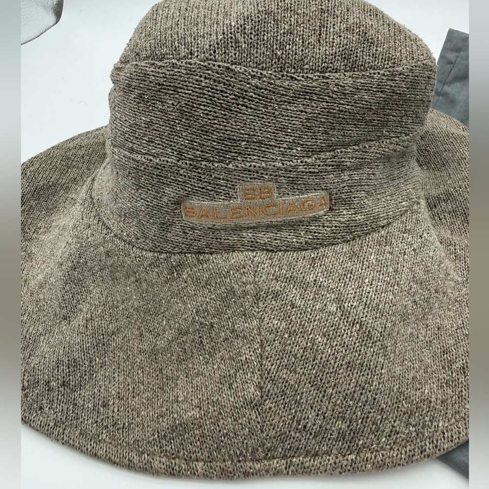 Balenciaga BB Logo Wide‑Brim Bucket Hat – Grey Melange with Dust Bag - Picture 3 of 9